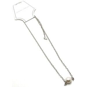 NEW Macy's STERLING FOREVER ELYSE Genuine Pearl Pendant Necklace Silver Tone NWT